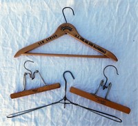 Vtg Wooden Advertising Clothes Hangers, One Metal