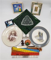 Collectors Plates, Rulers, TP Holder, Glassware+