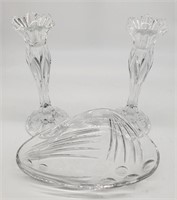 Cut Crystal Dish & Candle Stick Holders