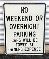 No Weekend or Overnight Parking Sign