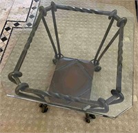 Beveled Glass Top, Metal Base Side Table