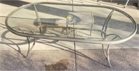 Large Oval Aluminum Frame Glass Top Patio Table