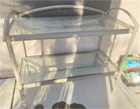 Aluminum Frame To Glass Shelf Patio Display Unit