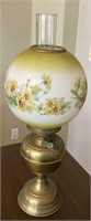 Brass Oil Lamp Hand Painted Globe