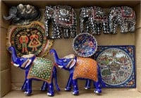 Mirrored & Hand Painted Ceramic Elephant Decor