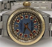 Estate $8000 Rolex Datejust Rubies & Diamond Dial