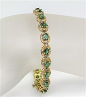 Estate 12 Cts Colombian Emerald Diamond Bracelet