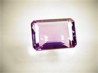 Certified 13.25 Cts Natural Emerald Cut Amethyst