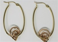 14 Kt Yellow And Rose Gold Hoop Earrings