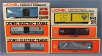 5 Lionel O-Gauge Boxcars + Hopper
