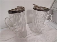 glass pitchers w/sterling tops