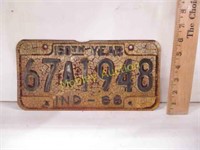 150TH YEAR INDIANA LICENSE PLATE