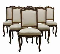 (6) FRENCH PROVINCIAL LOUIS XV STYLE DINING CHAIRS
