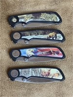 Set of Four American Wildlife Folding Knives