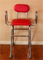 Chrome and Red Adjustable Height Chair