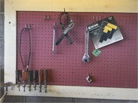 all tools on peg board, (not peg board)