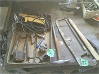 tack hammer, saw, electric light, more