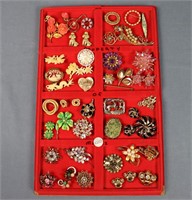 Assorted Costume Jewelry Brooches & Earrings