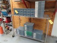 Cart w/ (6) Parts Cabinets & Contents Including: