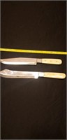 3 knifes, bone handles