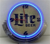 * Miller Lite beer neon clock works   21x21