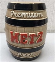 Metz ceramic coin bank 6 1/2 x 5 Omaha Neb.