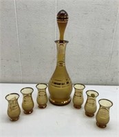 * Bohemian Crystal-Amber decanter set. No issues.
