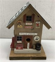 Unique hand crafted gas station bird house