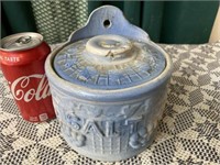 Stoneware Salt Container (lids been repaired)