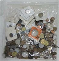 Bag of world coins, some silver