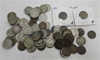 US coin lot: 33 Indian cents, 19 Buffalo nickels,