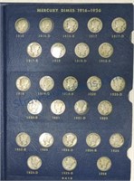 Mercury dime album 1916-45, 71 coins