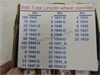 Box of 846 Lincoln cents, many BU