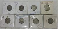 Shield nickels: 1866, 2 - 1869, 2 - 1872,
