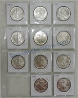 Page of 11 Silver Eagles 1986-94, 1996, 1997