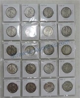 Page of 20 Walking Liberty halves 1920-42