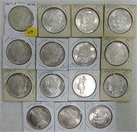 Lot of 15 high grade Morgan silver dollars,