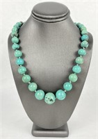 Vintage 17" Graduated Turquoise Beaded Necklace