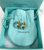 Tiffany & Co 1995 Atlas 18K & Sterling Earrings