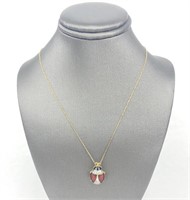 ADL 10K Gold Enameled Ladybug Necklace
