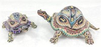 (2) Jon Anderson Polymer Clay Turtle Sculptures