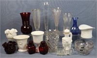 Group of Clear, Colored & Milk Glass