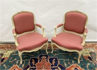 (2)  French Louis XV Style Accent Arm Chairs