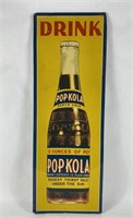 Vintage POP KOLA Tin Sign Nailed To Board