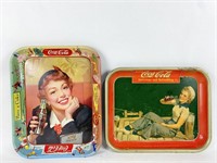 (2) Vintage Coca Cola Tin Advertising Trays Signs