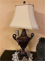 Brown Chalice style Lamp with Shade