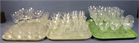 3 Trays of Clear & Etched Stemware