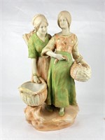 Large Amphora Pottery Figural Statue Two Women