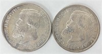 (2) 1888 Brazil Silver 2000 Reis