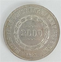 1863 Brazil Silver 2000 Reis